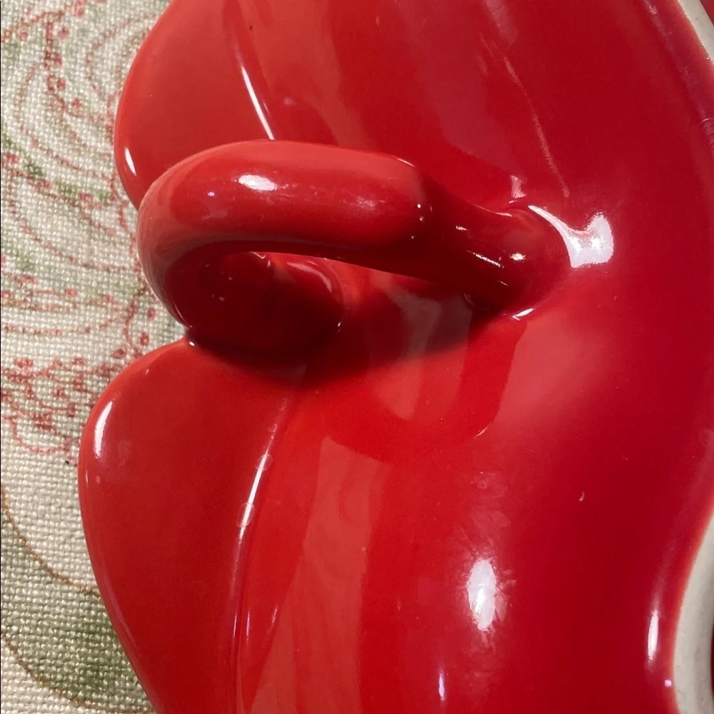 Red Apple Recipe Baking Dish with Green Leaf Accent Handle